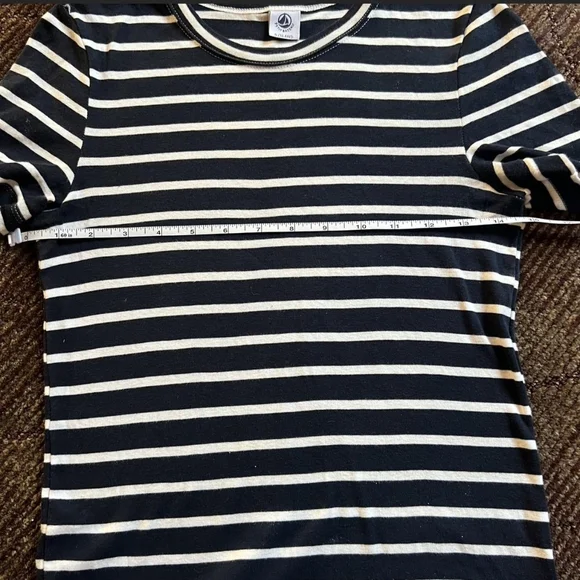 Petit Bateau Navy and White Striped Short Sleeve Tee - Picture 3 of 10